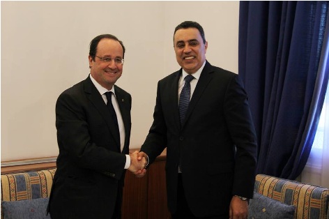 Tunisie - François Hollande s'entretient avec Mehdi Jomâa