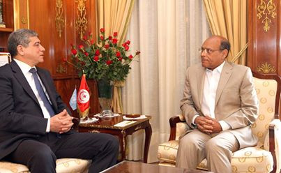 Moncef Marzouki s'entretient avec le ministre de la Défense nationale