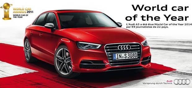 La nouvelle Audi A3 remporte le titre de Word Car of the Year