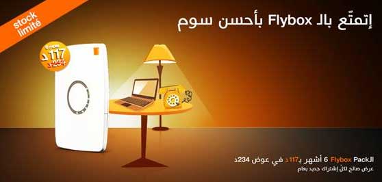 Profitez de 50% de remise avec la Flybox Orange: 6 mois de forfait Flybox  117DT seulement au lieu de 234 DT !