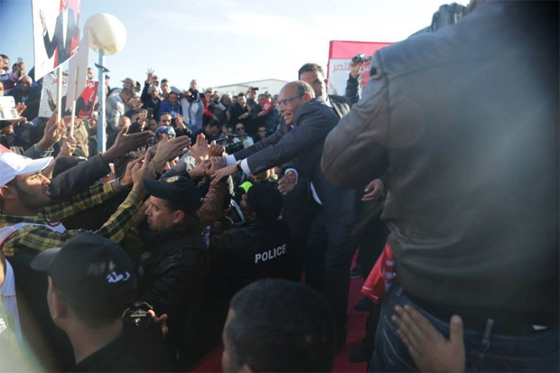 Tunisie - Moncef Marzouki en campagne lectorale  Mdenine et Tataouine