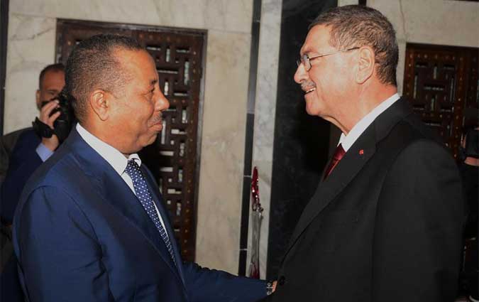 Habib Essid reoit le Premier ministre libyen Abdallah Al Theni