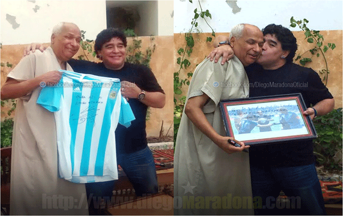 Diego Maradona rend visite  l'ancien arbitre, Ali Bennaceur