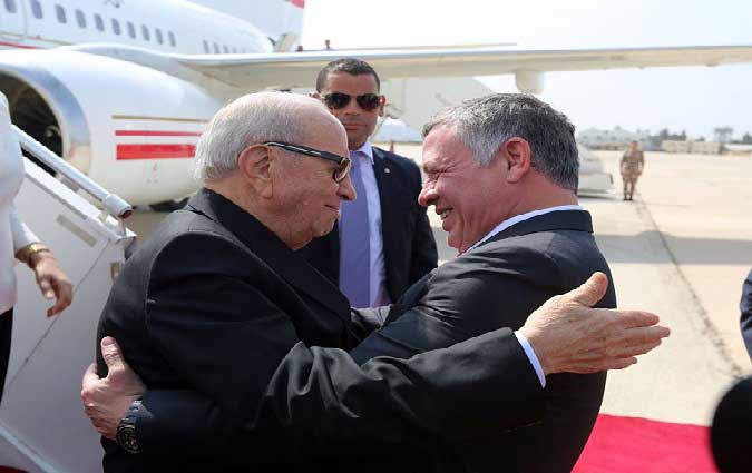 Bji Cad Essebsi accueilli  Amman par le roi Abdallah II