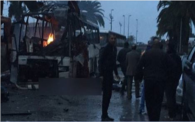 Tunis - Attaque terroriste contre un bus de la Garde prsidentielle