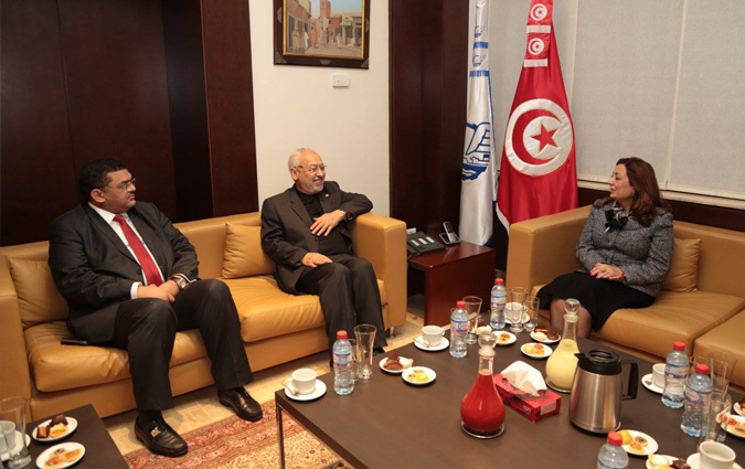 Entretien entre Rached Ghannouchi et Wided Bouchamaoui
