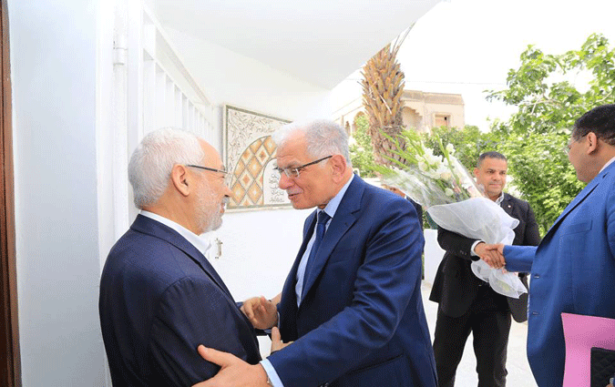 Kamel Morjane reu au domicile de  Rached Ghannouchi 