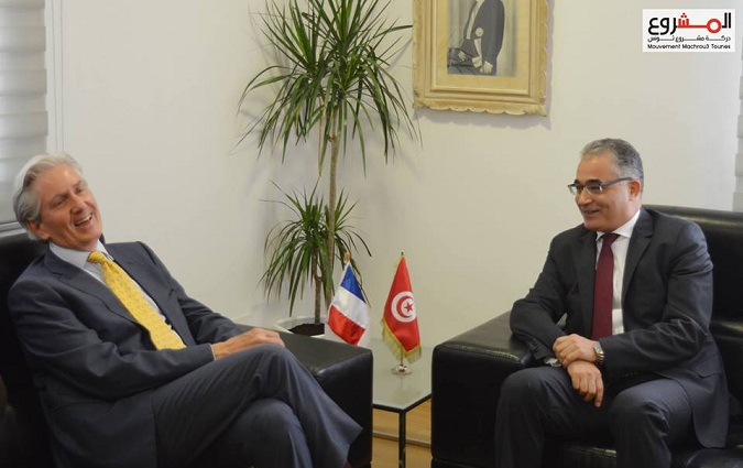 Mohsen Marzouk reoit l'ambassadeur de France  Tunis 