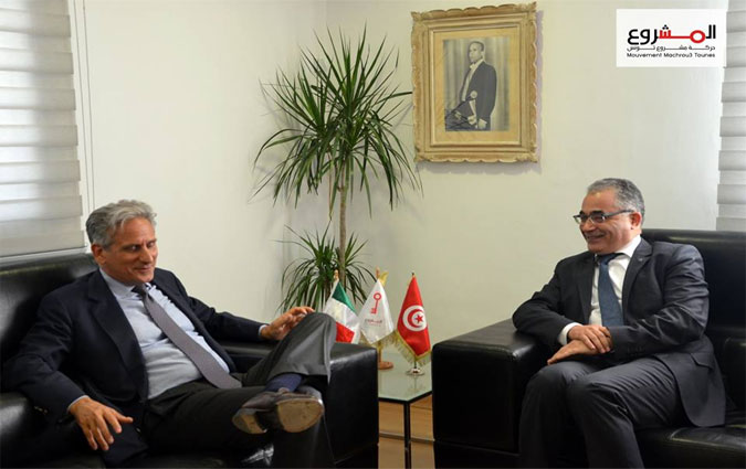 Mohsen Marzouk reoit l'ambassadeur d'Italie  Tunis