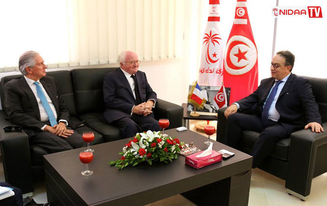 Hafedh Cad Essebsi reoit Michel Vauzelle au sige de Nidaa Tounes