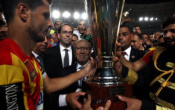 En photos - Bji Cad Essebsi  la finale de la Coupe de Tunisie