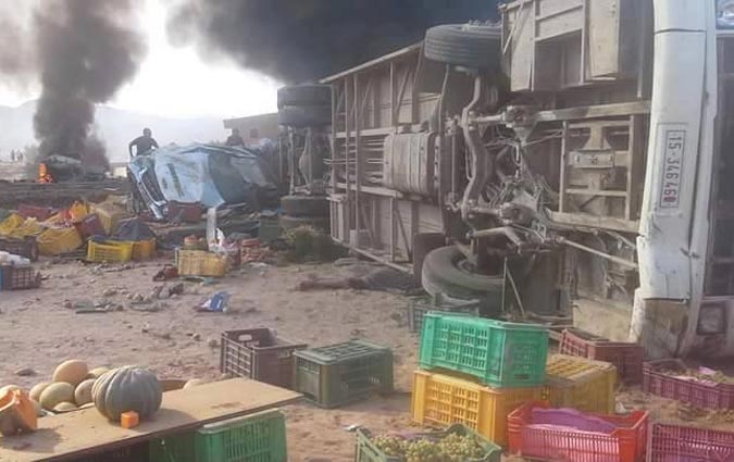 Kasserine : 16 morts et 85 blesss dans une collision entre un poids lourd et un bus