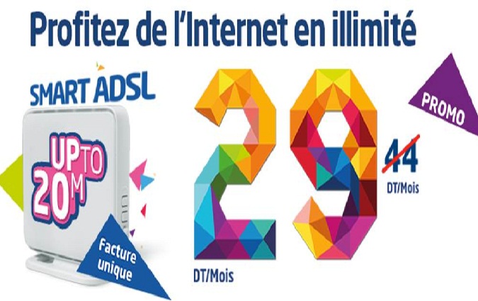 Tunisie Telecom lance le  SMART ADSL Up to 20   avec un dbit minimum  de  12 Mga !