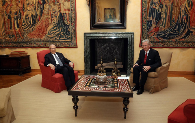 Bji Cad Essebsi reu par le roi Philippe de Belgique

