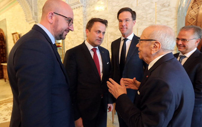 Bji Cad Essebsi reoit les chefs de gouvernement du Benelux 