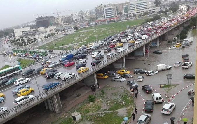 Tunis - Bouchons et mtros paralyss  cause de la pluie