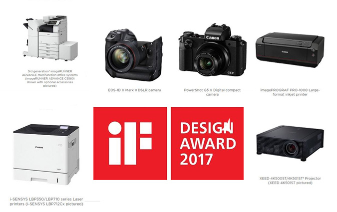 Six produits Canon rcompenss par des prix iF Design Awards 2017

