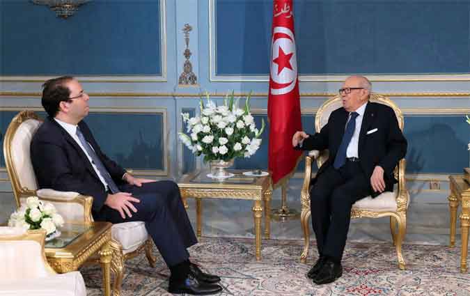 Bji Cad Essebsi reoit Youssef Chahed  Carthage

