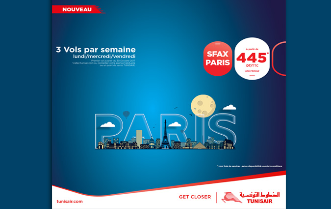TUNISAIR : Une offre spciale  l'occasion de la rinstauration de la ligne Sfax  Paris