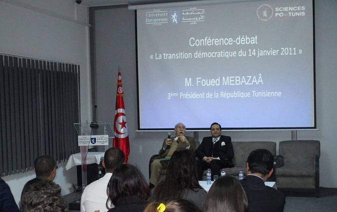 Foued Mbazaa donne une confrence  Sciences Po Tunis, sur la transition dmocratique