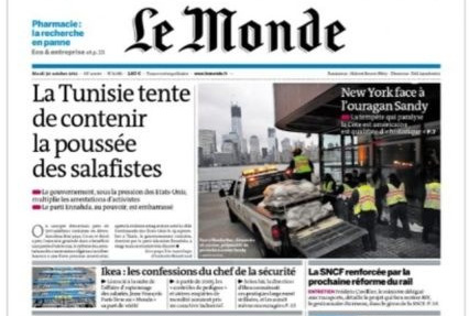 La Tunisie continue à faire la une du « Monde »