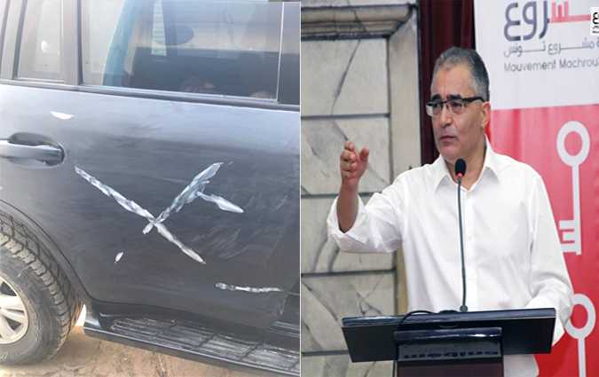 La voiture de Mohsen Marzouk vandalise 
