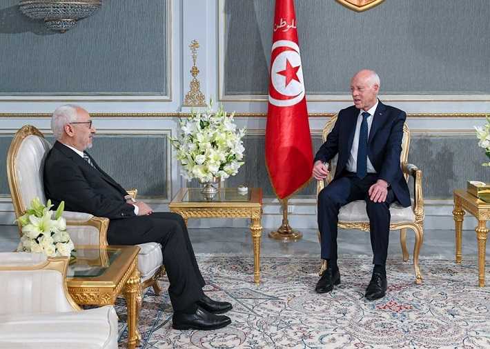 Kas Saed s'entretient avec Rached Ghannouchi et Noureddine Taboubi

