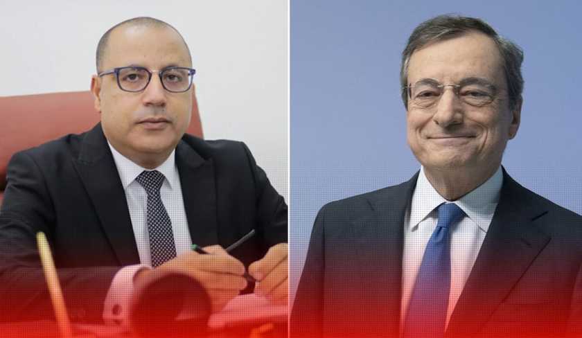 Hichem Mechichi sentretient avec le nouveau Premier ministre italien Mario Draghi
