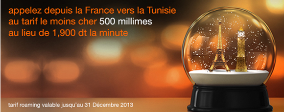 Avec le roaming d'Orange Tunisie, appelez depuis la France vers la Tunisie au tarif le plus bas du marché à seulement 500mil/min !