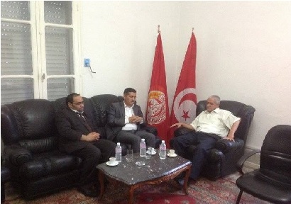 Tunisie - Houcine Abassi reçoit Imed Daïmi et Ahmed Néjib Chebbi