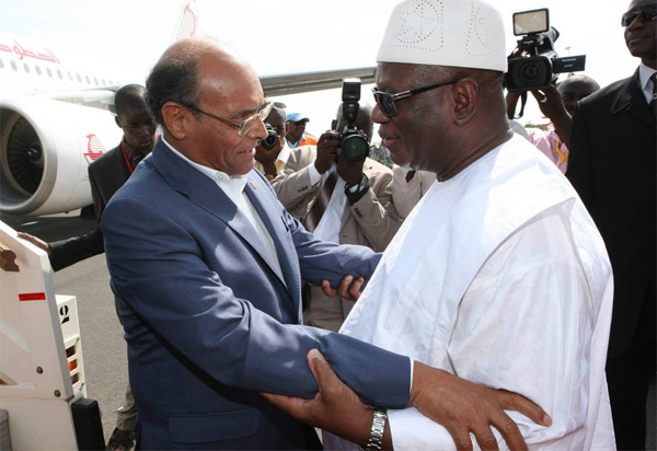 Moncef Marzouki à la cérémonie d'investiture du nouveau président malien 