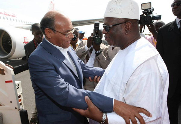 Moncef Marzouki à la cérémonie d'investiture du nouveau président malien