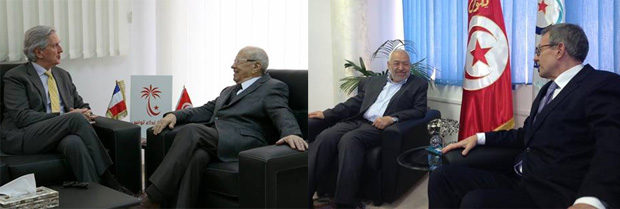 Tunisie - Caïd Essebsi rencontre Gouyette et Ghannouchi s'entretient avec Reinicke