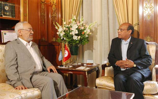 Moncef Marzouki reçoit Rached Ghannouchi à Carthage (vidéo)