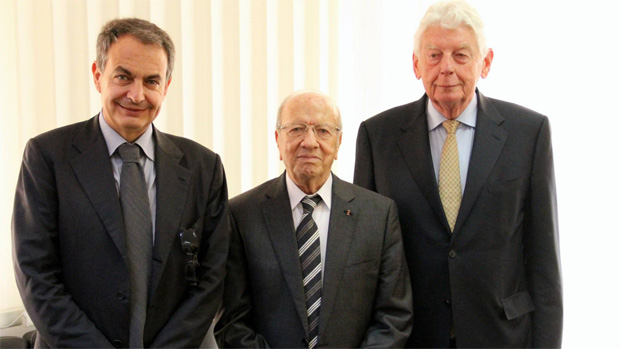 Béji Caïd Essebsi reçoit José Luis Zapatero et Wim Kok