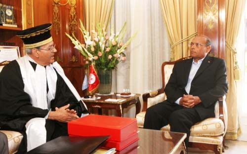 Moncef Marzouki reçoit le rapport annuel de la Cour des comptes
