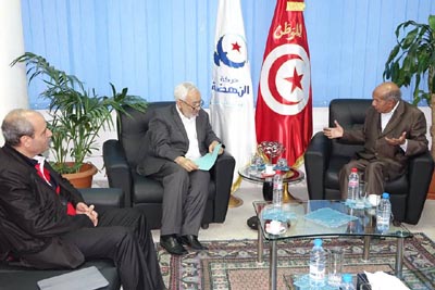 Rached Ghannouchi reçoit Mohamed Moaâda