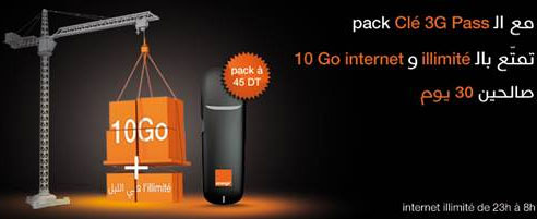 Orange offre plus de volume de connexion à tous ses clients Clé 3G Pass en plus d’internet illimité le soir