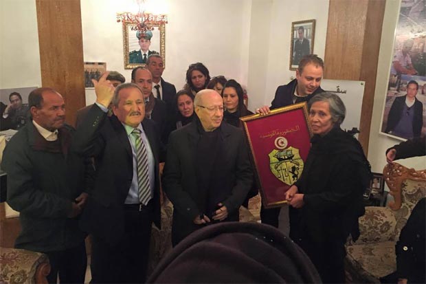 Béji Caïd Essebsi chez la famille de Socrate Cherni au Kef