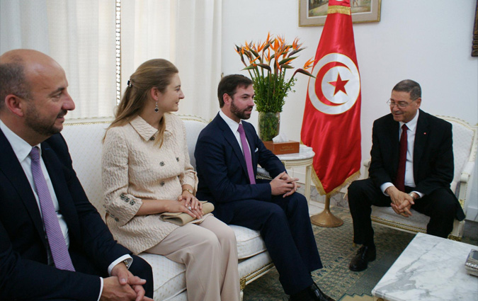 Habib Essid reçoit le Grand-Duc héritier du Luxembourg et son épouse la princesse Stéphanie