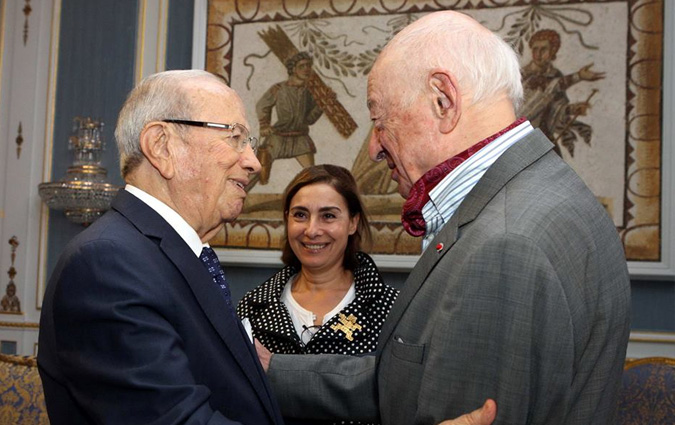 Edgar Morin et Chokri Mabkhout reus au Palais de Carthage