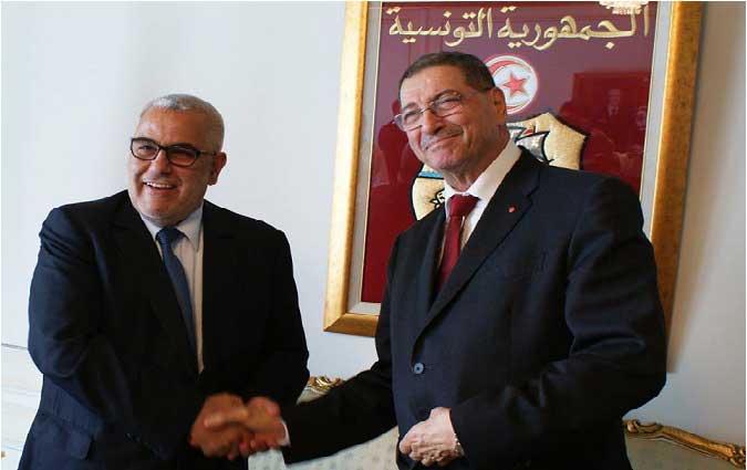 Habib Essid accueille le premier ministre marocain Abdelillah Benkirane