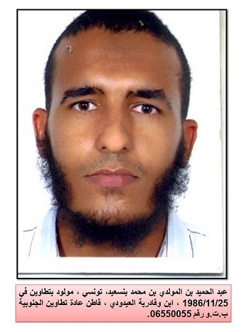 Avis de recherche contre le présumé terroriste Abdelhamid Ben Saïd