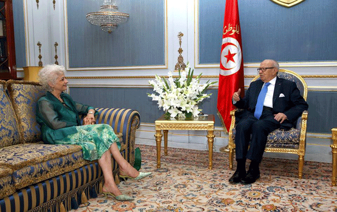 Béji Caïd Essebsi s'entretient avec Violette Dagher à Carthage