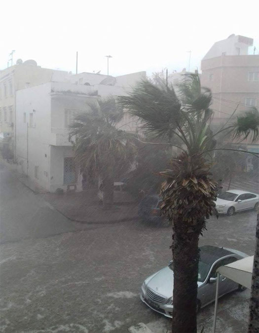 Une tempête de grêle et des inondations à Sousse