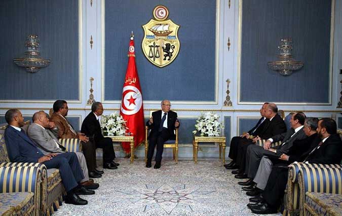 Bji Cad Essebsi reoit les 2 dlgations libyennes signataires de l'accord de principe