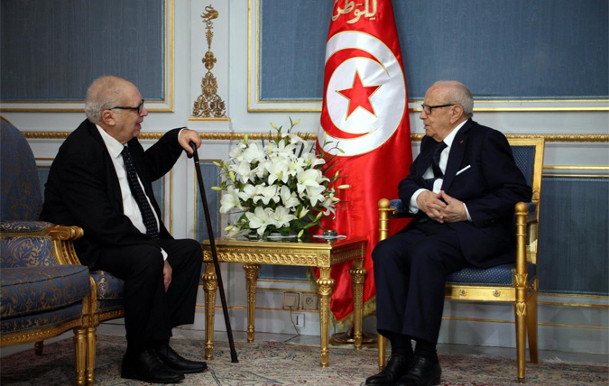 Béji Caïd Essebsi reçoit Hichem Djaït et Abdelmajid Charfi