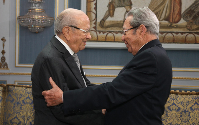 Béji Caïd Essebsi s'entretient avec Mansour Moalla