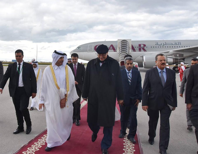 Habib Essid accueille le Premier ministre qatari