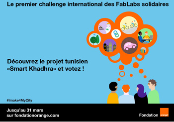 Votez tous pour le projet tunisien Smart Khadhra du FabLab solidaire JST, sélectionné pour le challenge international « I make 4 my city » !